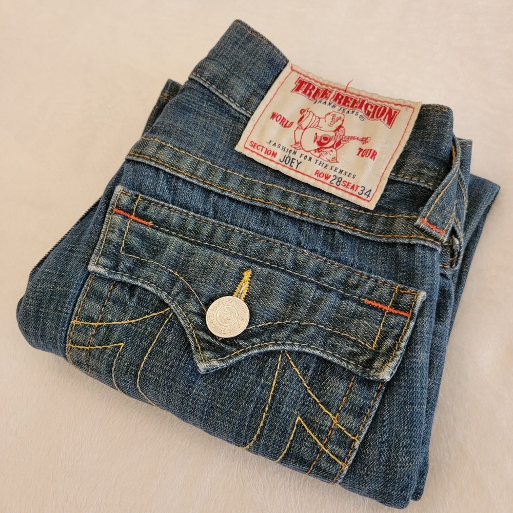 True Religion Women's Jeans JOEY SUPER T Size 28 X 25.5 Y2K World Tour 2000s